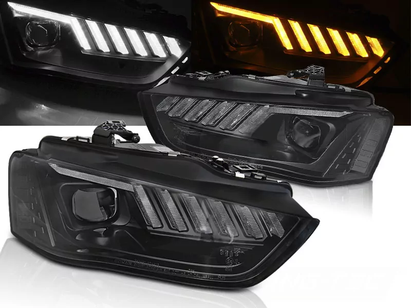 Headlights Led Black Seq Fits Audi A4 B8 12-15