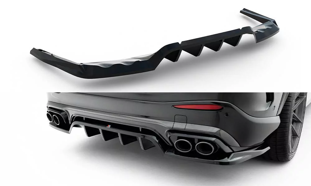 Hinten Splitter (mit Einem Vertikalem Balken) Mercedes-AMG GLC 43 X254 Schwarz Hochglanz