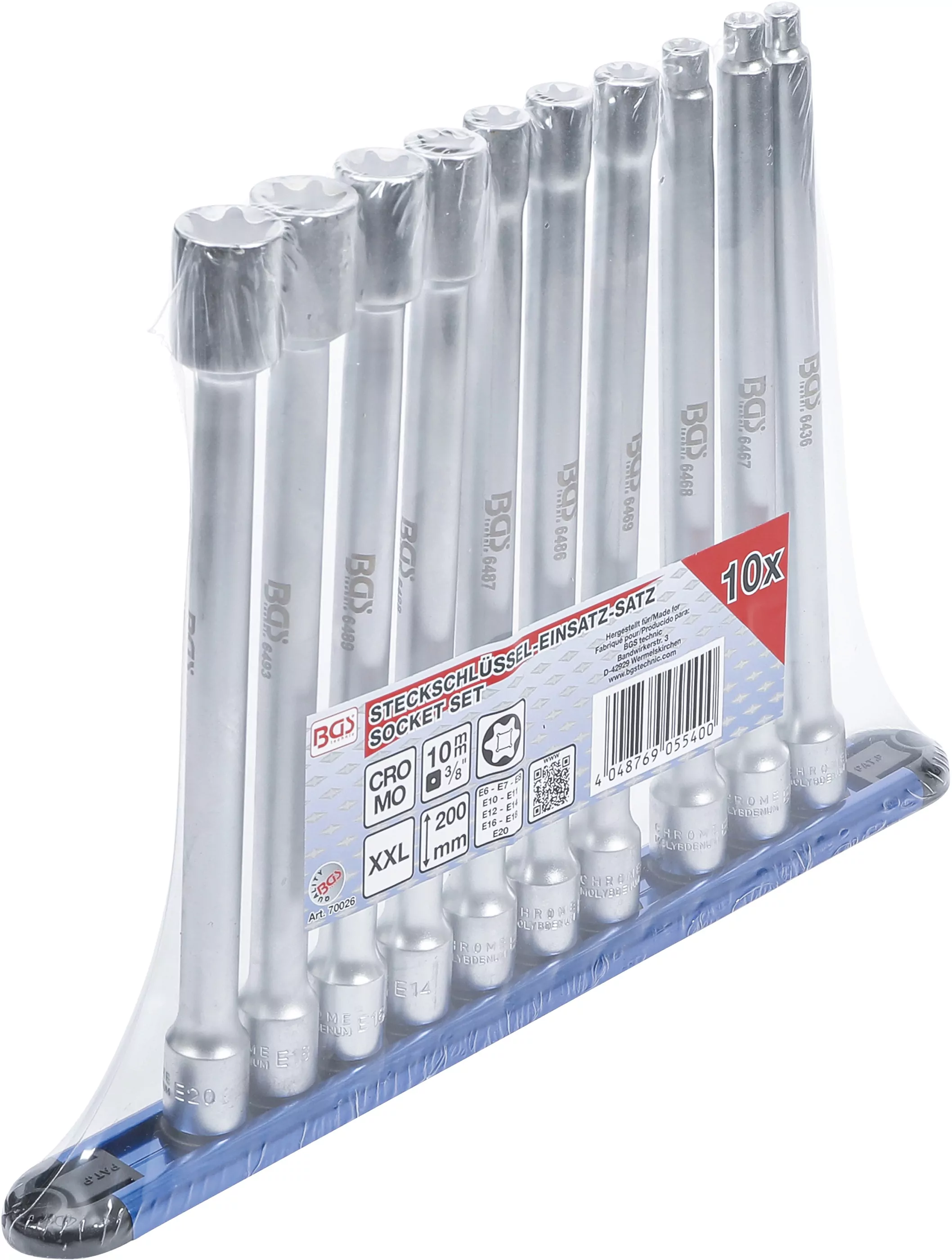 Steckschlüssel-Einsatz-Satz E-Profil | XXL | Antrieb Innenvierkant 10 mm (3/8") | SW E6 - E20 | 10-tlg.