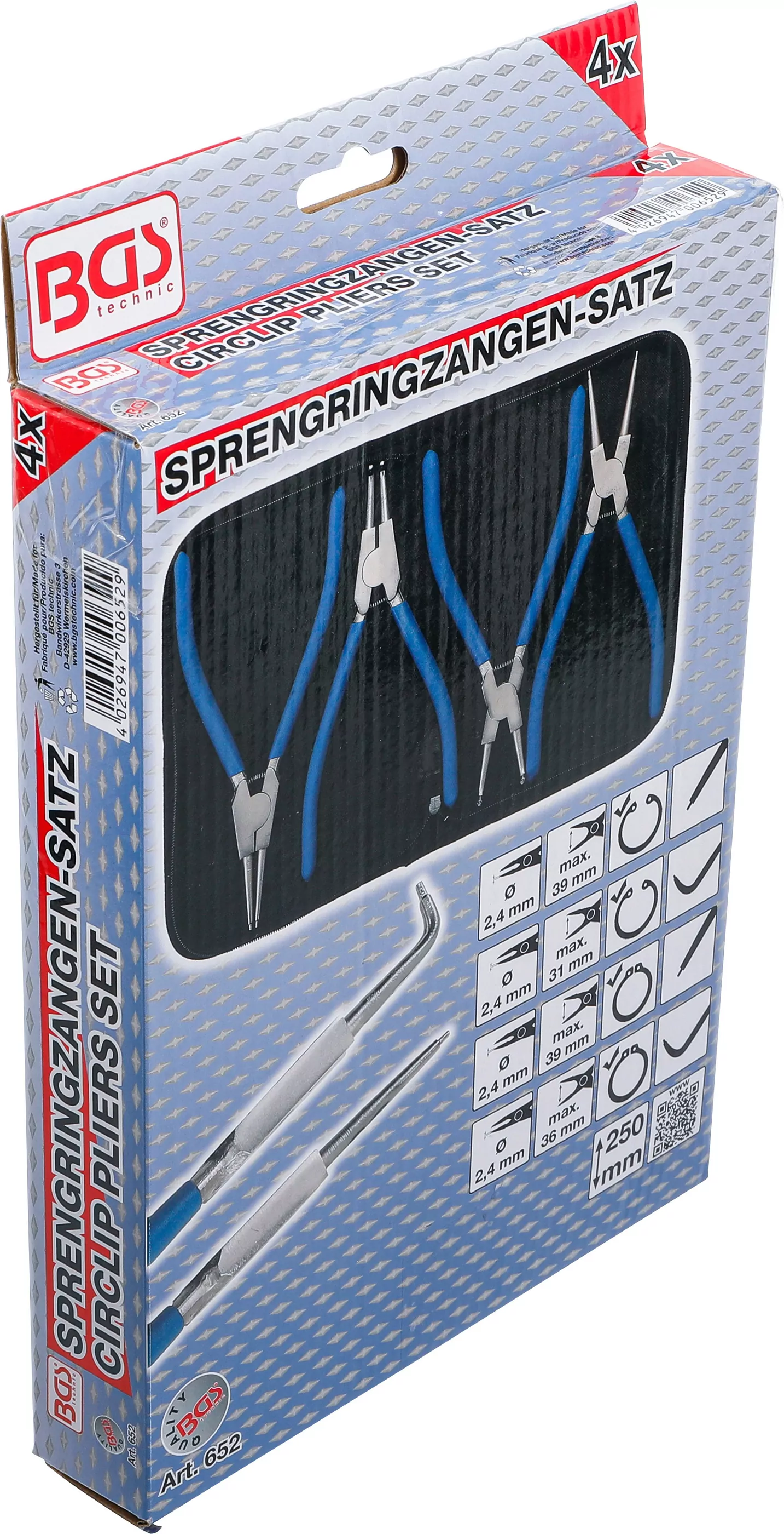 Sprengringzangen-Satz | 250 mm | 4-tlg.