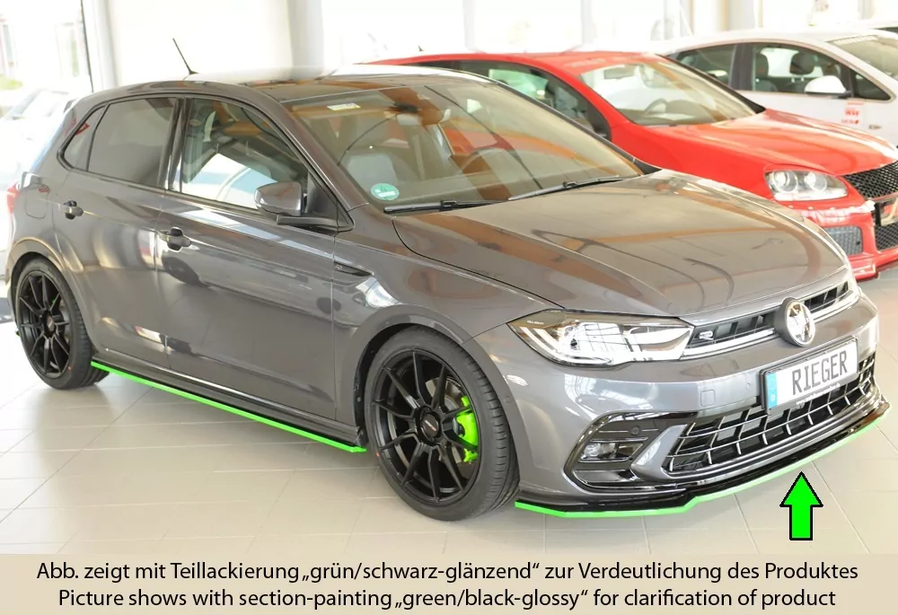 Rieger Spoilerschwert glanz schwarz für VW Polo (AW) R-Line 5-tür. 06.21- (ab Facelift)
