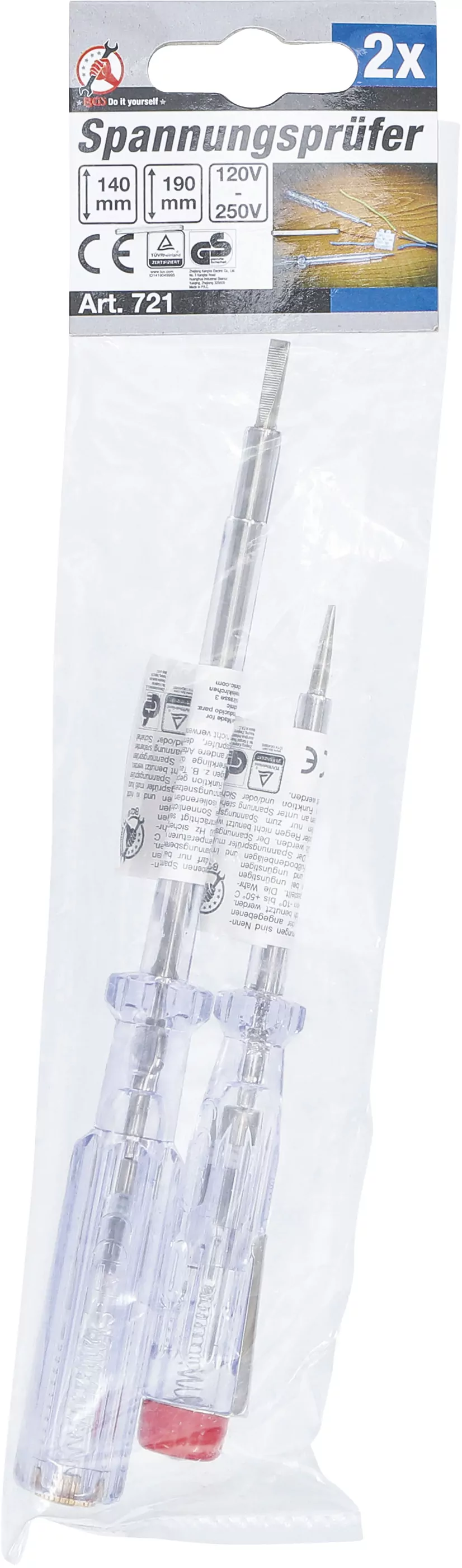 Spannungsprüfer | 120 - 250 V | 140 / 190 mm | 2-tlg.