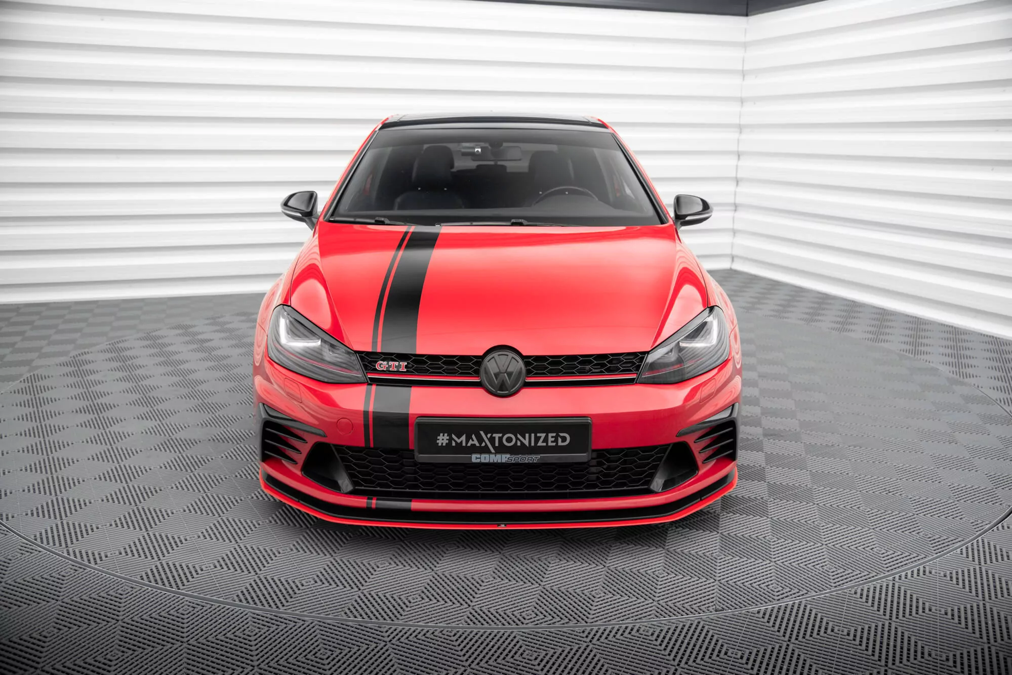 Cup Spoilerlippe Front Ansatz Front Ansatz Diffusor Rot Hochglanz VW GOLF 7 GTI Clubsport