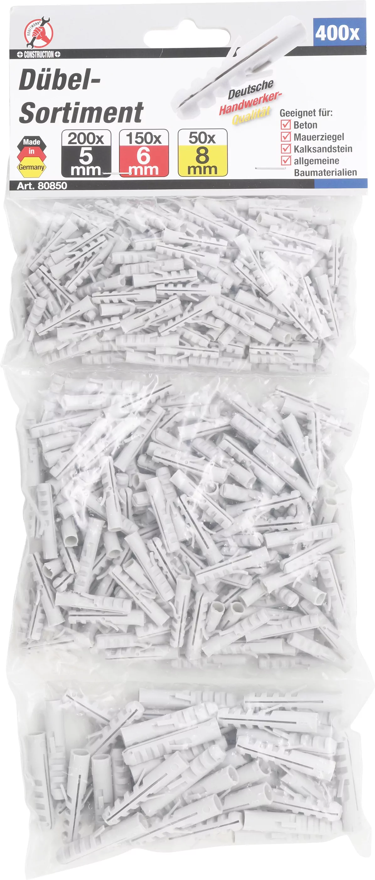 Dübel-Sortiment | 5 / 6 / 8 mm | 400-tlg.