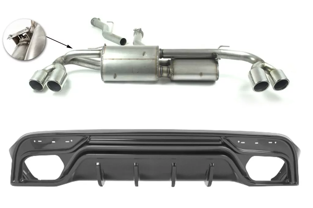 Ulter Sportauspuff für Alfa Romeo Stelvio 2016- 4 Duplex Endrohre rund Ø90