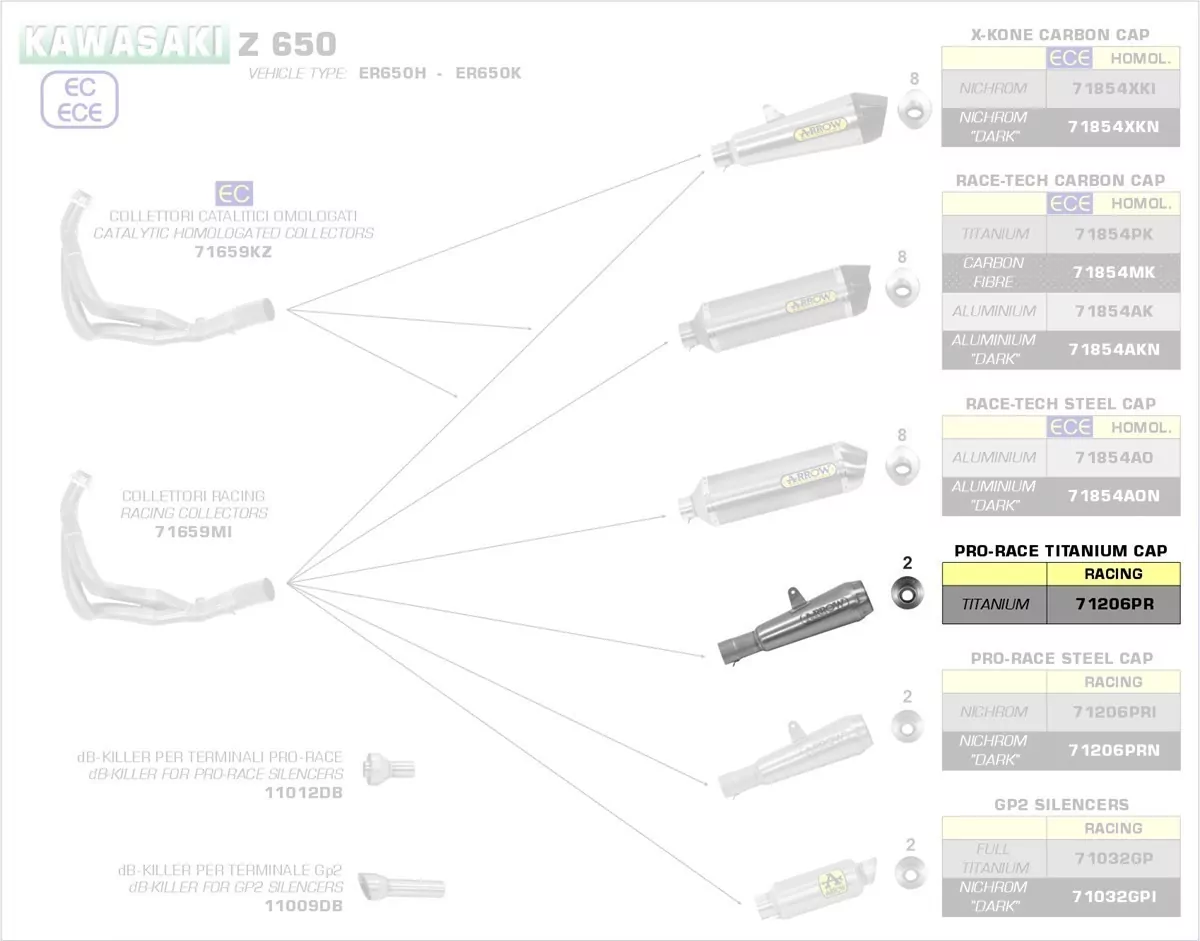 Arrow PRO-RACE Silencers Kit Kawasaki NINJA 650 17-19