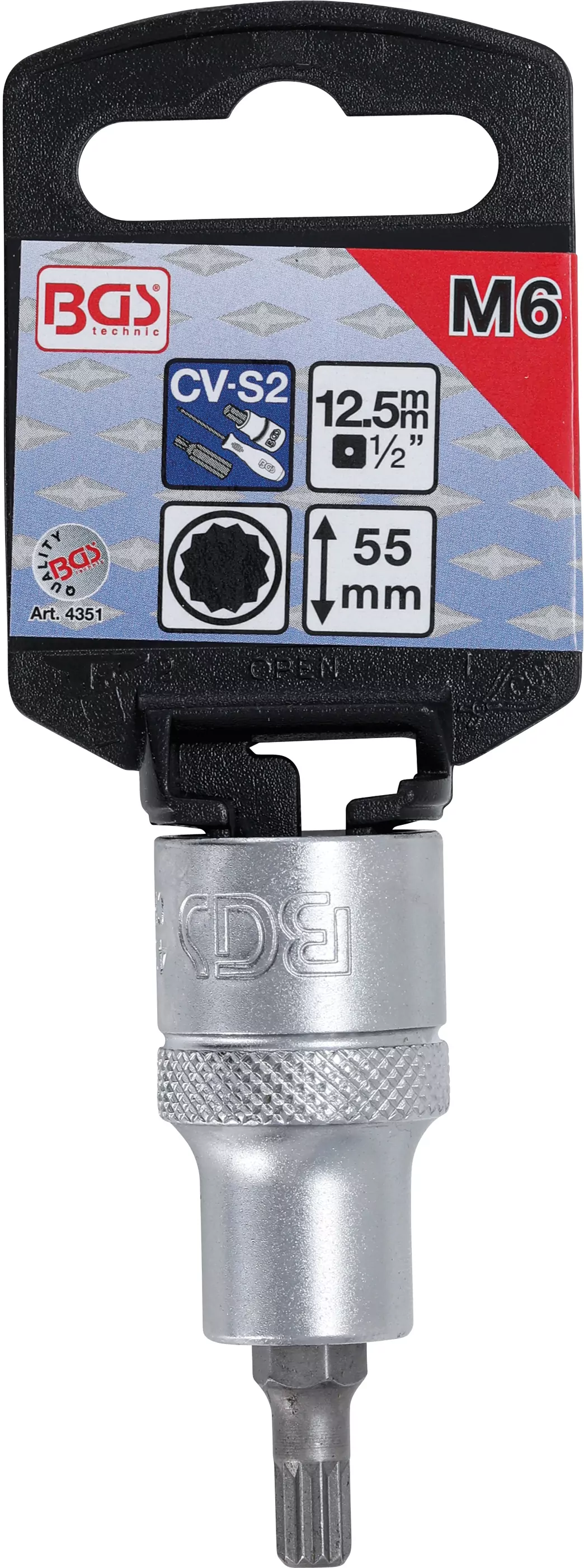 Bit-Einsatz | Antrieb Innenvierkant 12,5 mm (1/2") | Innenvielzahn (für XZN) M6