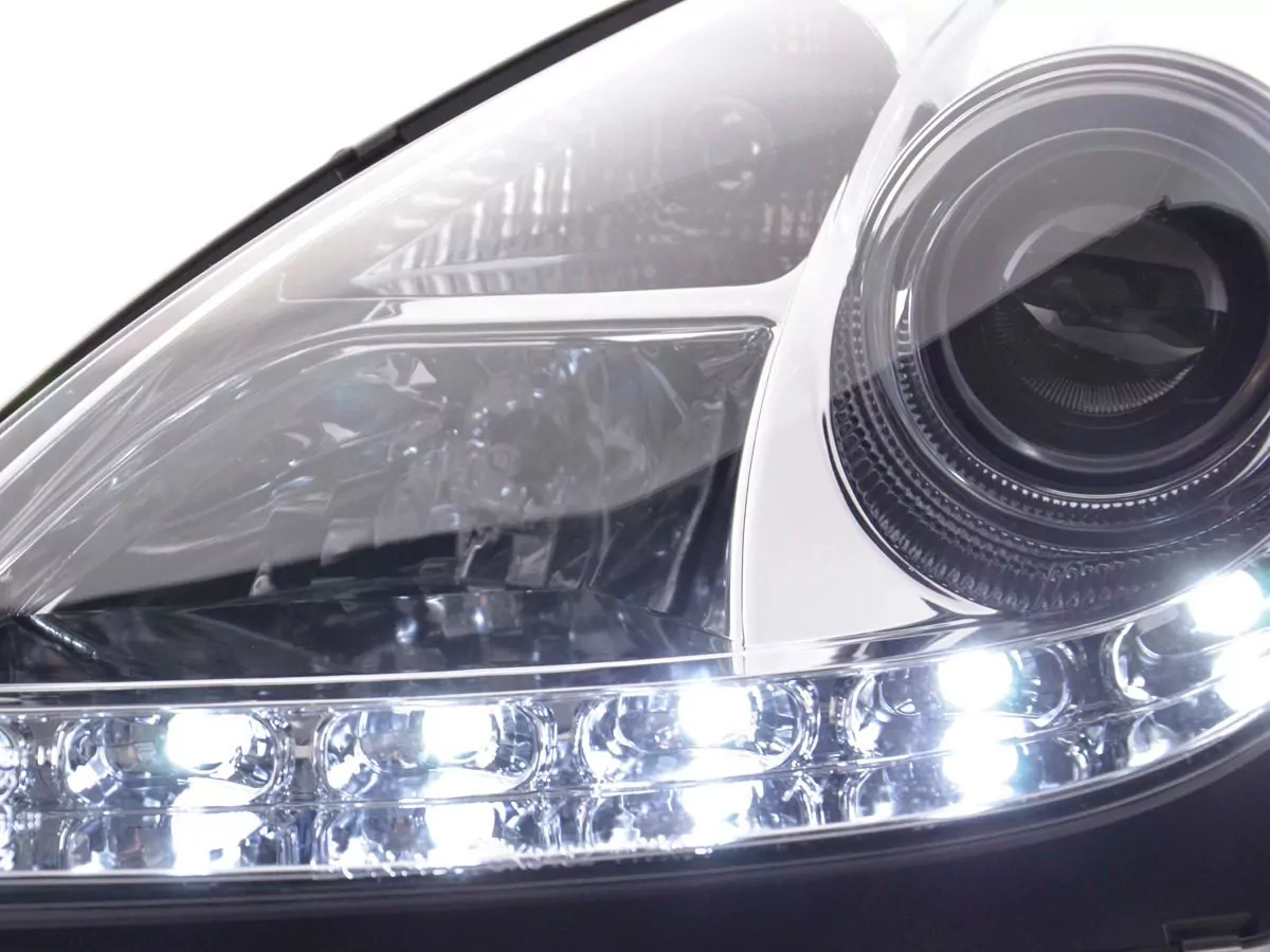 Scheinwerfer Set Xenon Daylight LED Tagfahrlicht Mercedes SLK R171 chrom