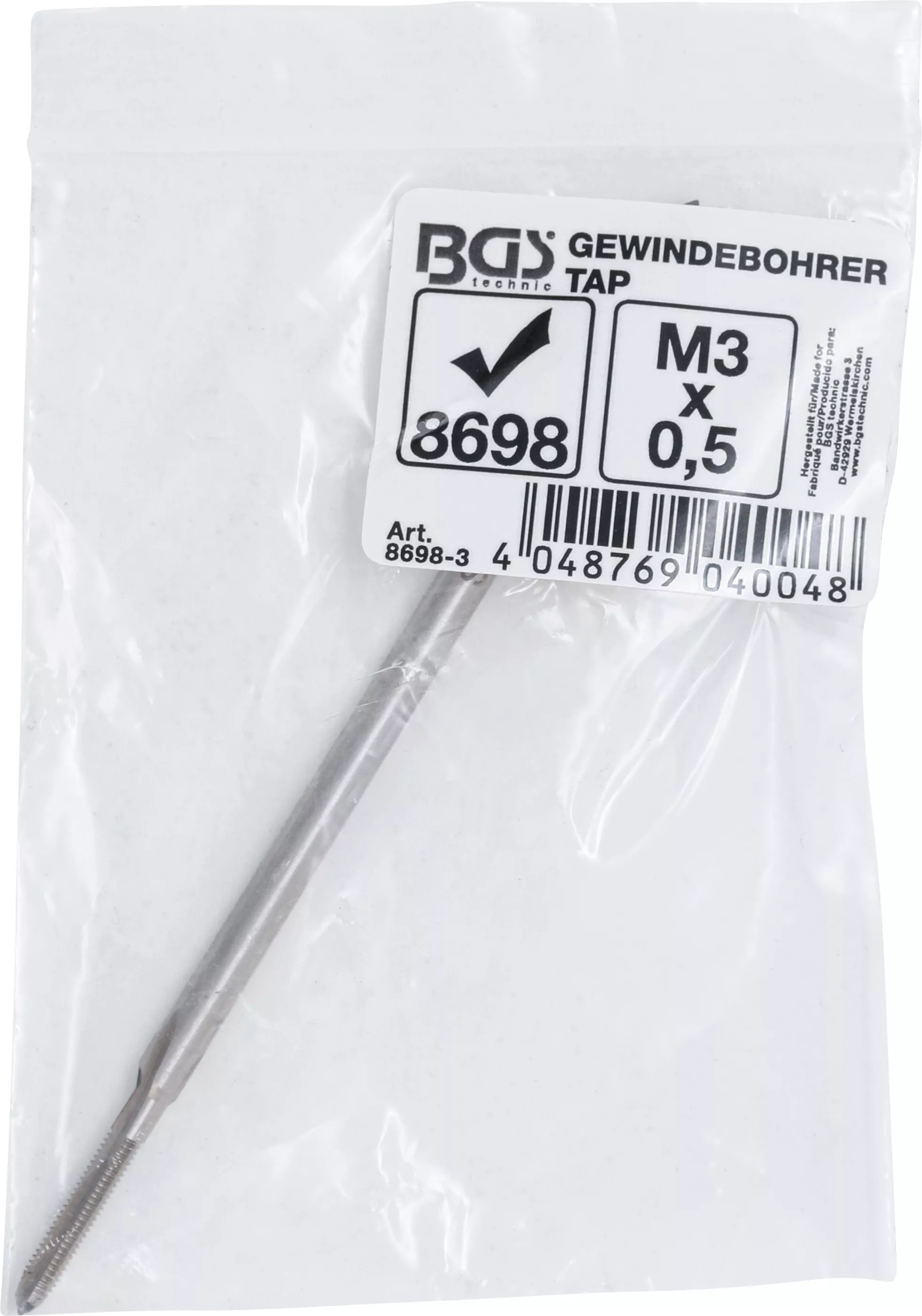Gewindebohrer | lang | für Art. 8698 | M3 x 0,5 mm