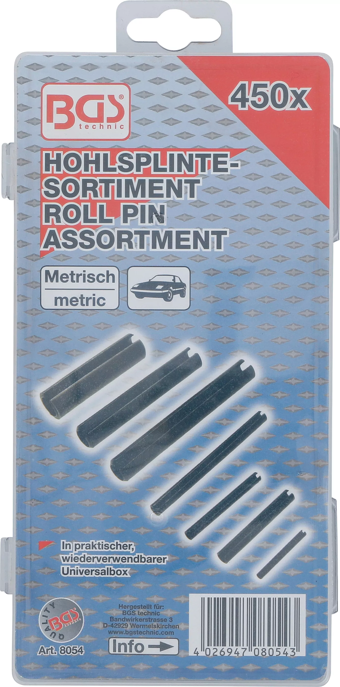 Hohlsplinte-/Federstifte-Sortiment | 450-tlg.