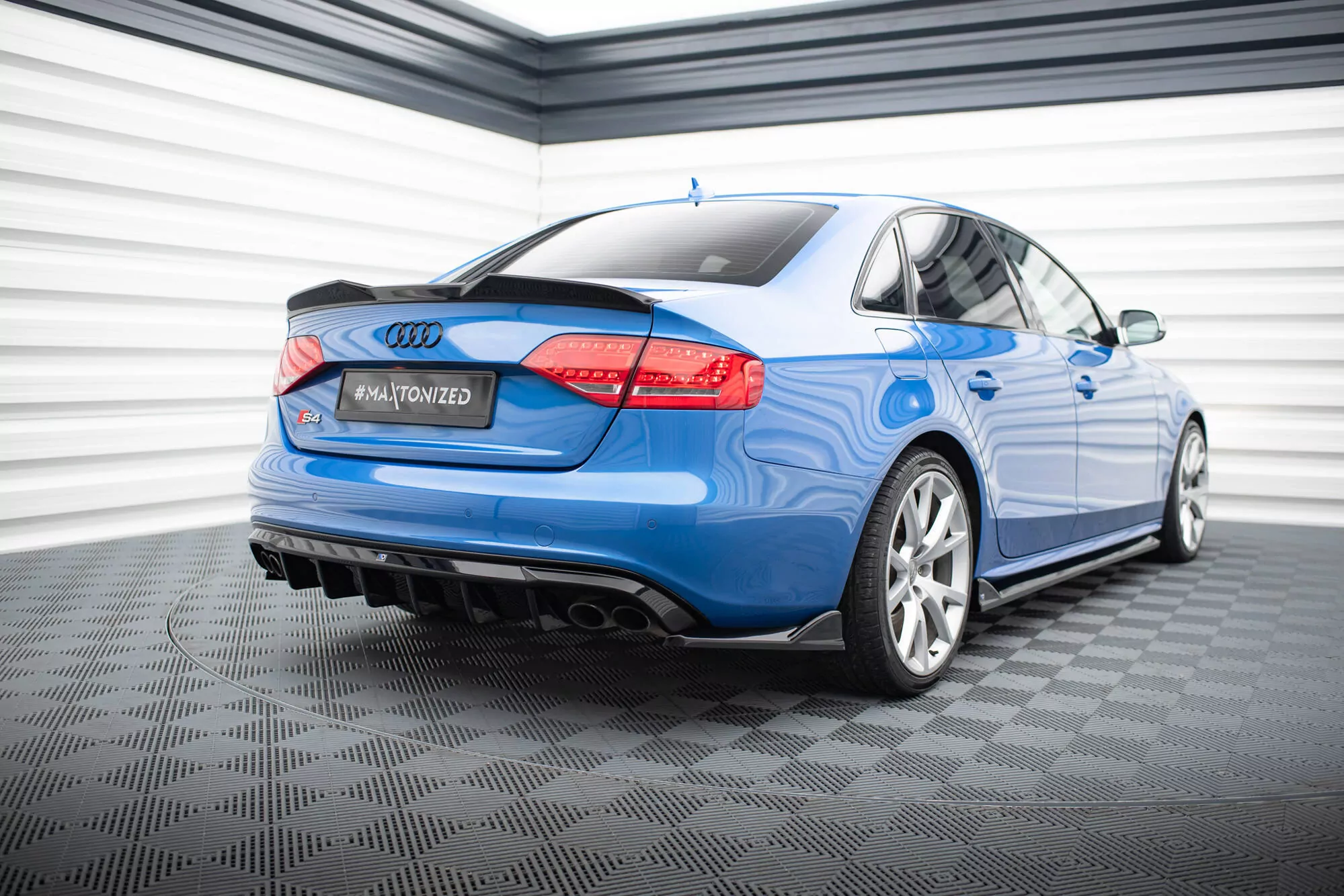 Heck Ansatz Flaps Diffusor V.2 Für Audi S4 Limousine B8 Schwarz Hochglanz