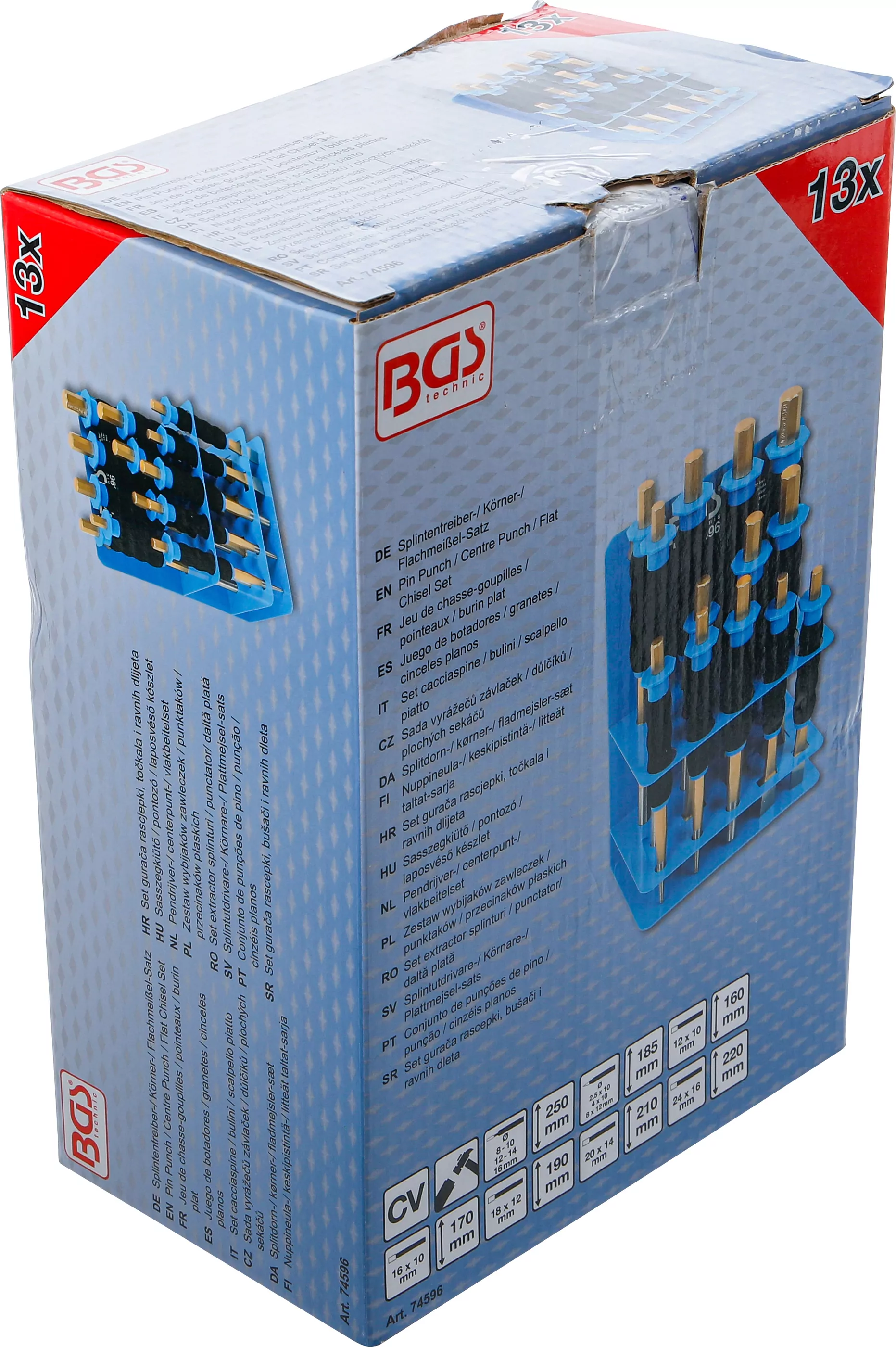 Splintentreiber-/ Körner-/ Flachmeißel-Satz | mit Handschutz | 13-tlg.