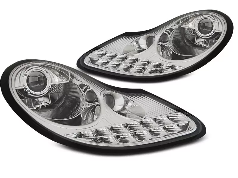 Headlights Daylight Chrome Fits Porsche Boxster 96-04 /911 996