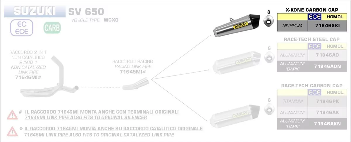 Arrow X-Kone Silencer Suzuki SV 650 16-20