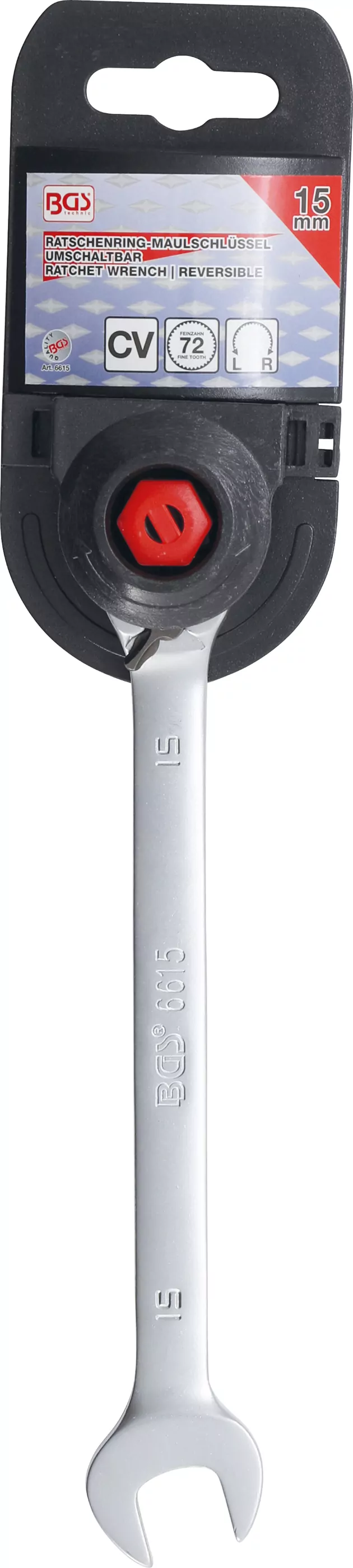 Ratschenring-Maulschlüssel | umschaltbar | SW 15 mm