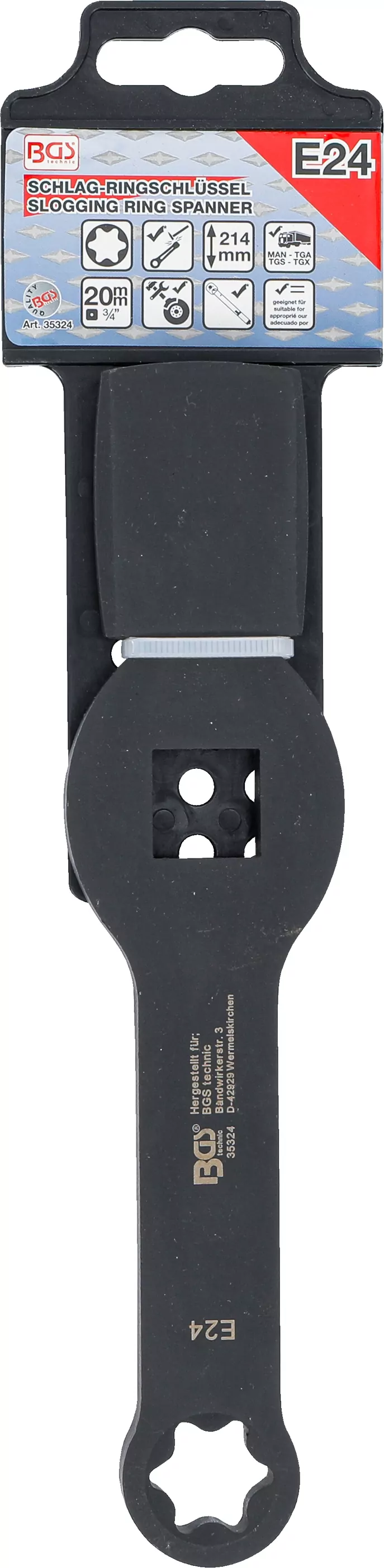 Schlag-Ringschlüssel | E-Profil (für Torx) | mit 2 Schlagflächen | SW E24