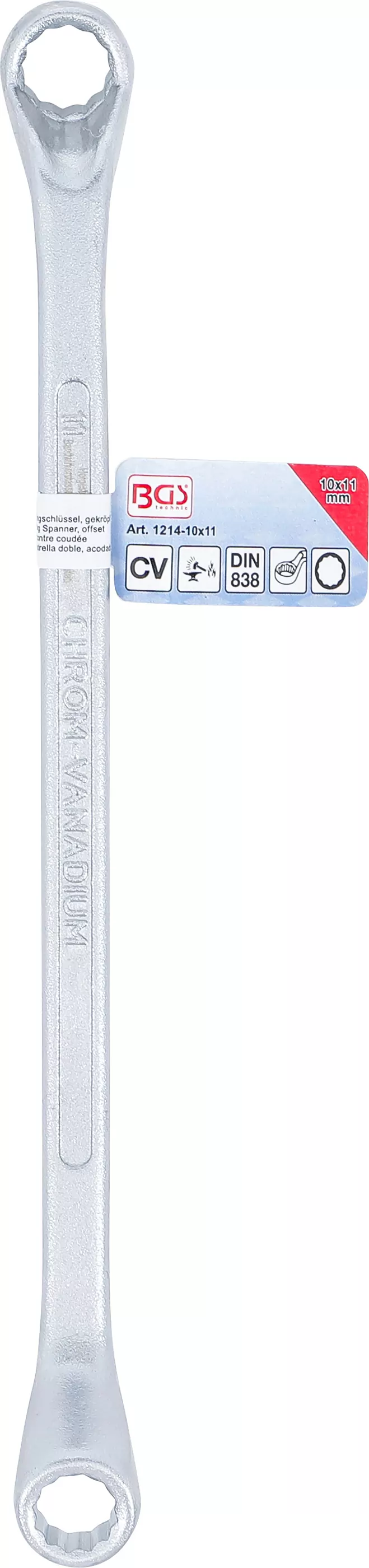 Doppel-Ringschlüssel, gekröpft | SW 10 x 11 mm