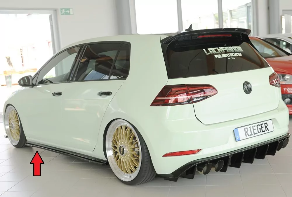 Rieger Seitenschweller links ansatz (ca. 19mm) glanz schwarz für VW Golf 7 R-Line 5-tür. 02.17- (ab Facelift)
