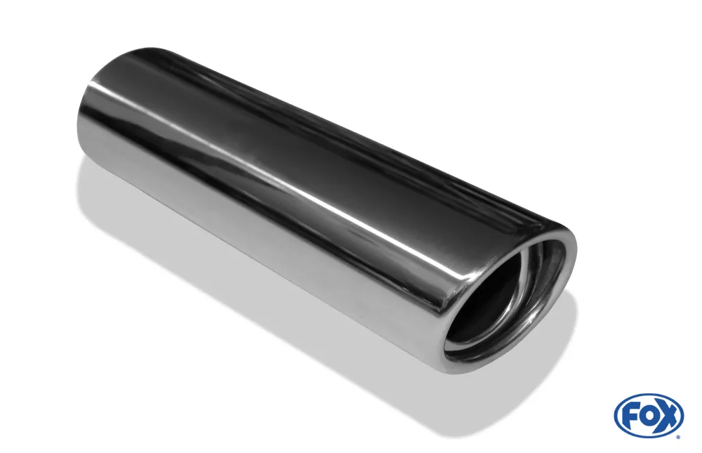 Anschweißendrohr Typ 33  88x74 mm / Länge: 300 mm  - oval / eingerollt / 16° abgeschrägt / mit Absorber