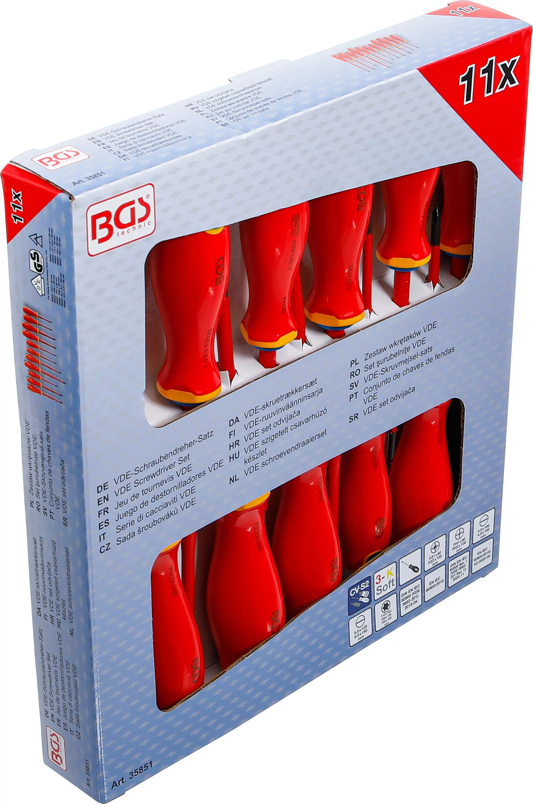 VDE-Schraubendreher-Satz | extra dünne Spitze | 11-tlg.