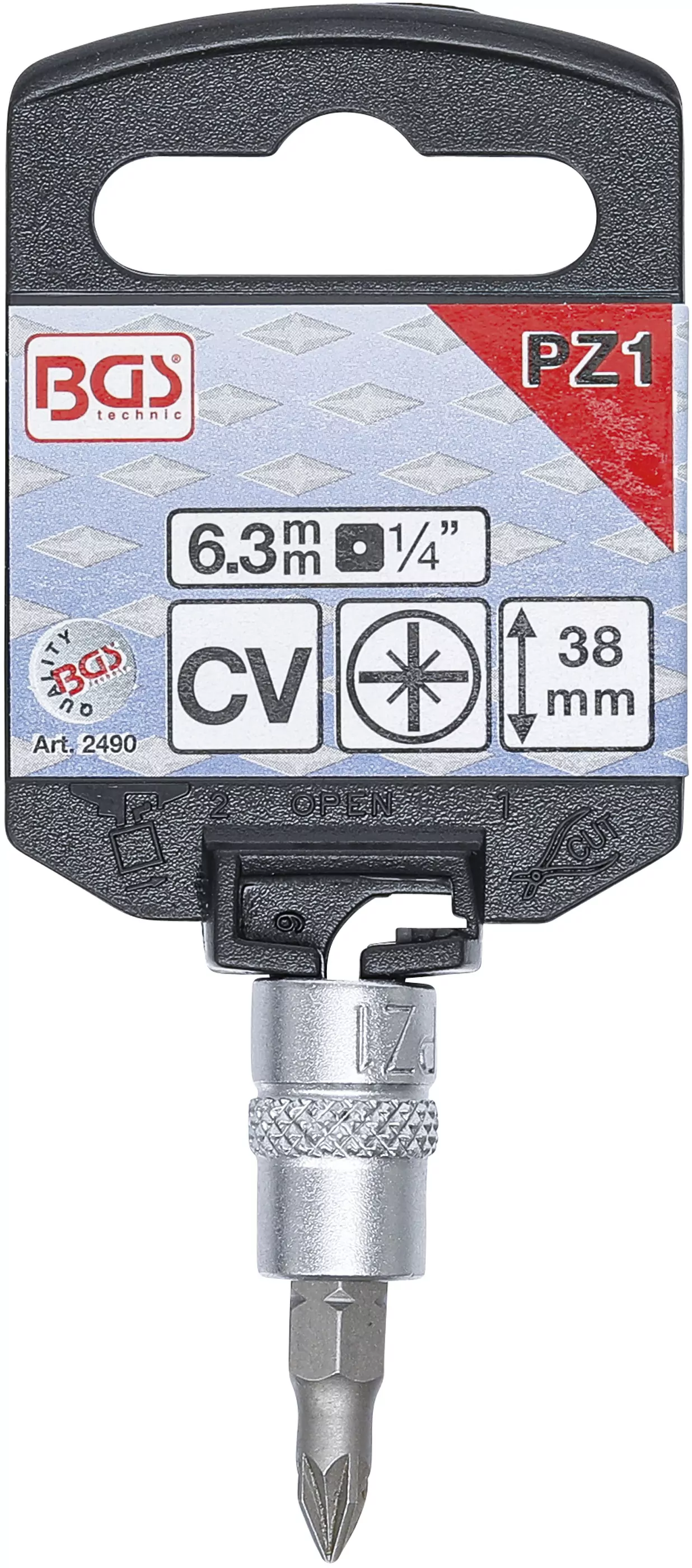 Bit-Einsatz | Antrieb Innenvierkant 6,3 mm (1/4") | Kreuzschlitz PZ1