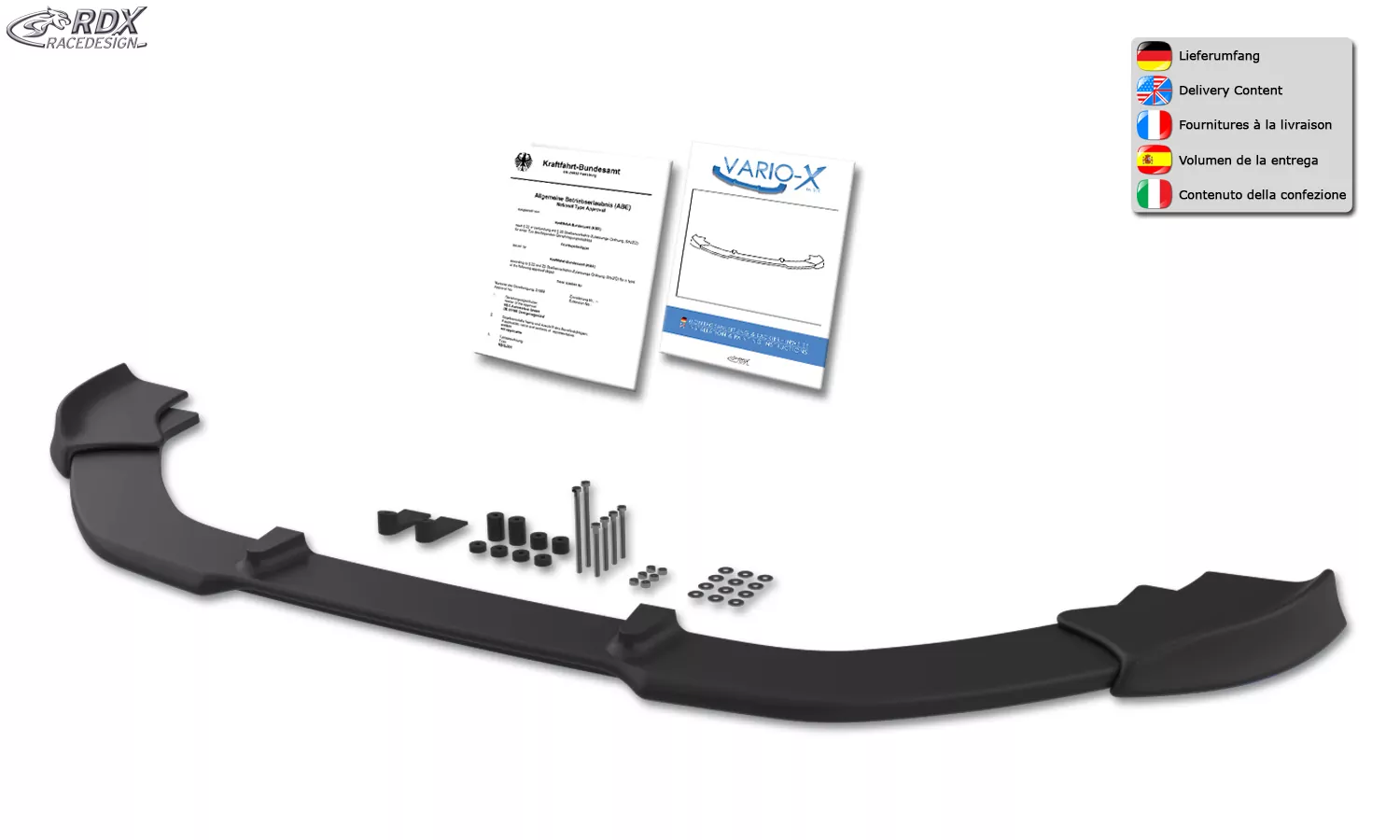 RDX Frontspoiler VARIO-X für PEUGEOT 308 (Typ L) 2013-2017 Frontlippe Front Ansatz Vorne Spoilerlippe