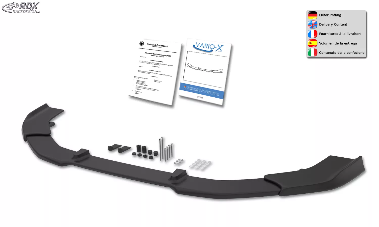 RDX Frontspoiler VARIO-X für CUPRA Leon (KL) 2020+ / SEAT Leon Cupra (KL) 2020+ Frontlippe Front Ansatz Vorne Spoilerlippe