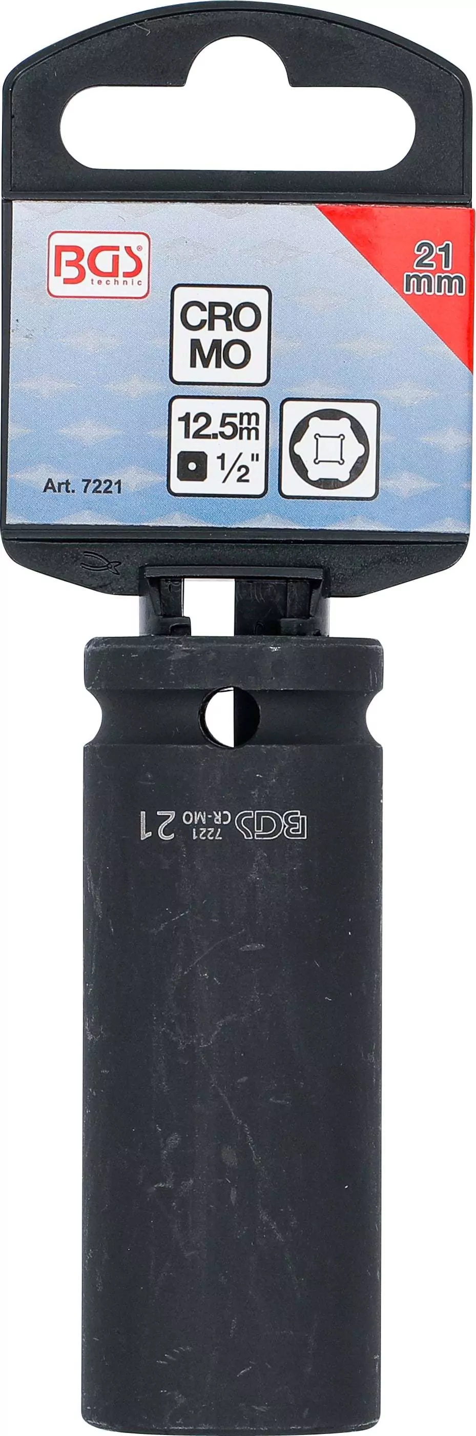 Kraft-Steckschlüssel-Einsatz Sechskant, tief | Antrieb Innenvierkant 12,5 mm (1/2") | SW 21 mm