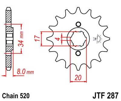 Ritzel 15Z  |  520 Grobverz. 4 Innen Ø 17/20