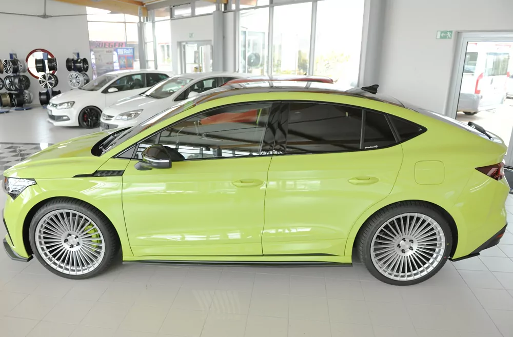 Rieger Seitenschweller links ansatz matt schwarz für Skoda Enyaq iV RS (NY) SUV (5AZ) 07.21-