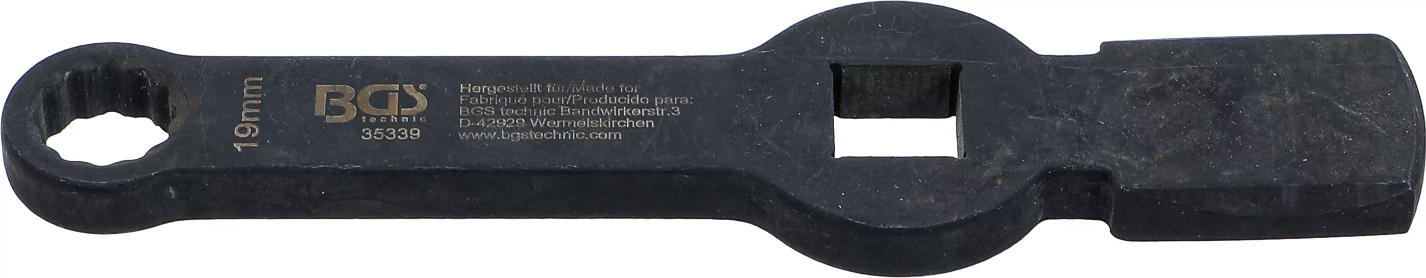 Schlag-Ringschlüssel | Zwölfkant | mit 2 Schlagflächen | SW 19 mm