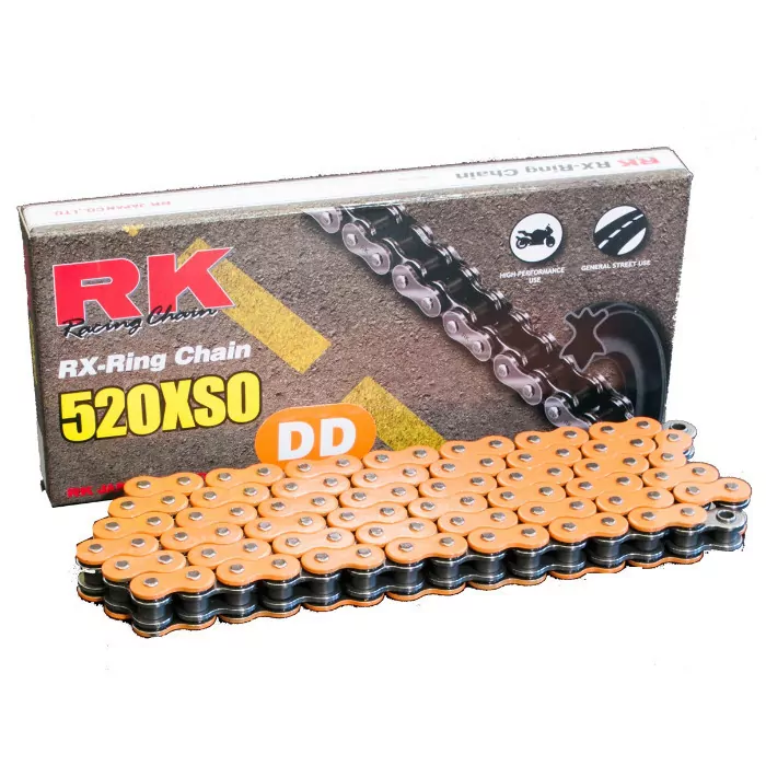 RK-Antriebskette 520XSO, 112 Glieder, orange, offen mit Nietschloss