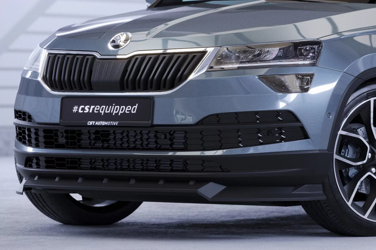 Cup-Spoilerlippe mit ABE für Skoda Karoq CSL495 Schwarz Strukturiert