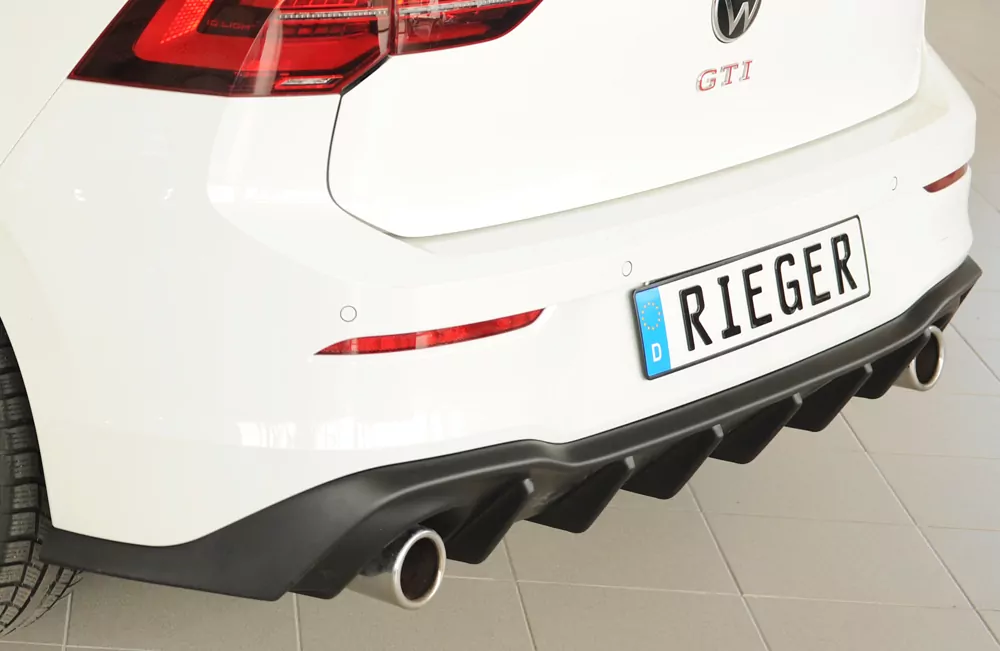 Rieger Heckeinsatz matt schwarz für VW Golf 8 GTI 5-tür. 08.20-03.24 (bis Facelift)