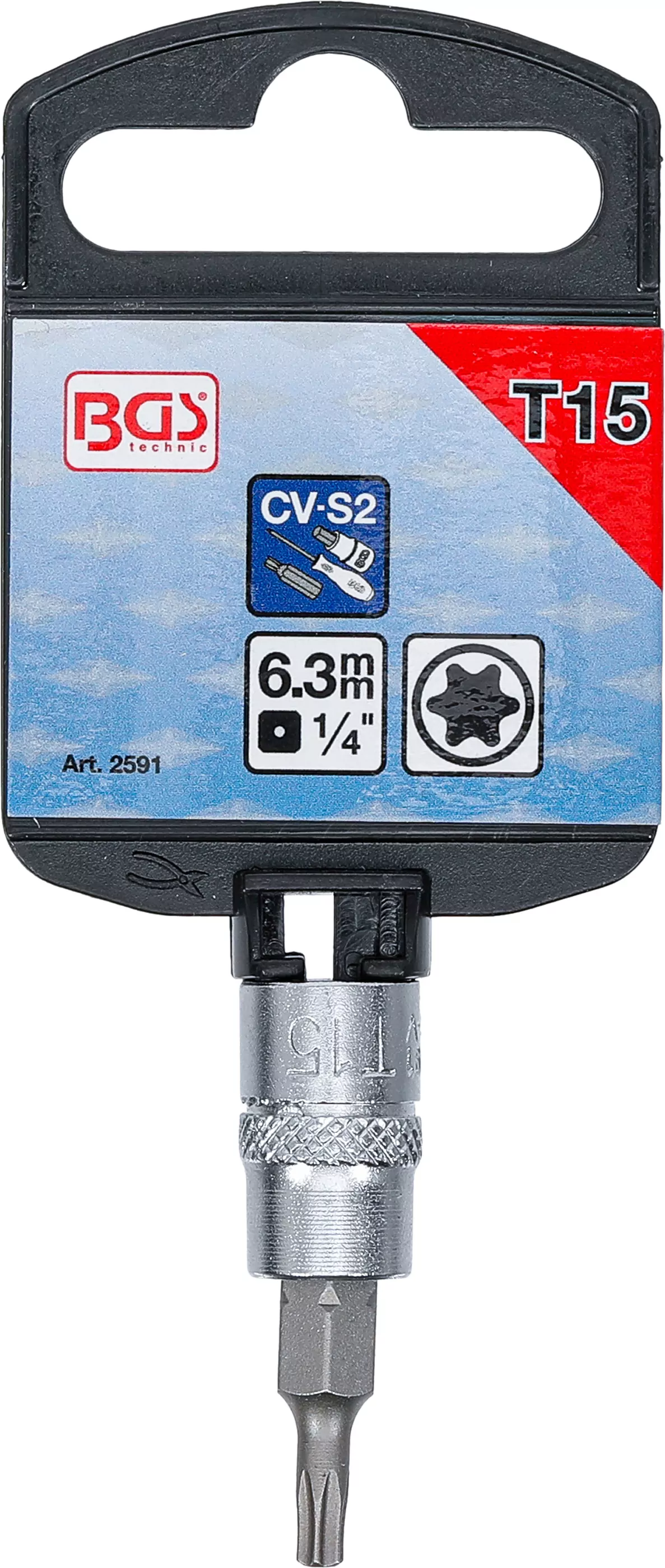 Bit-Einsatz | Antrieb Innenvierkant 6,3 mm (1/4") | T-Profil (für Torx) T15