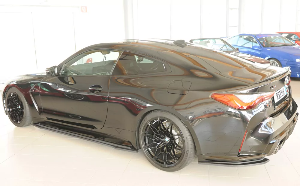 Rieger Heckschürzenansatz seitlich links matt schwarz für BMW 4er G83 M4 (G234M) Cabrio 06.21-