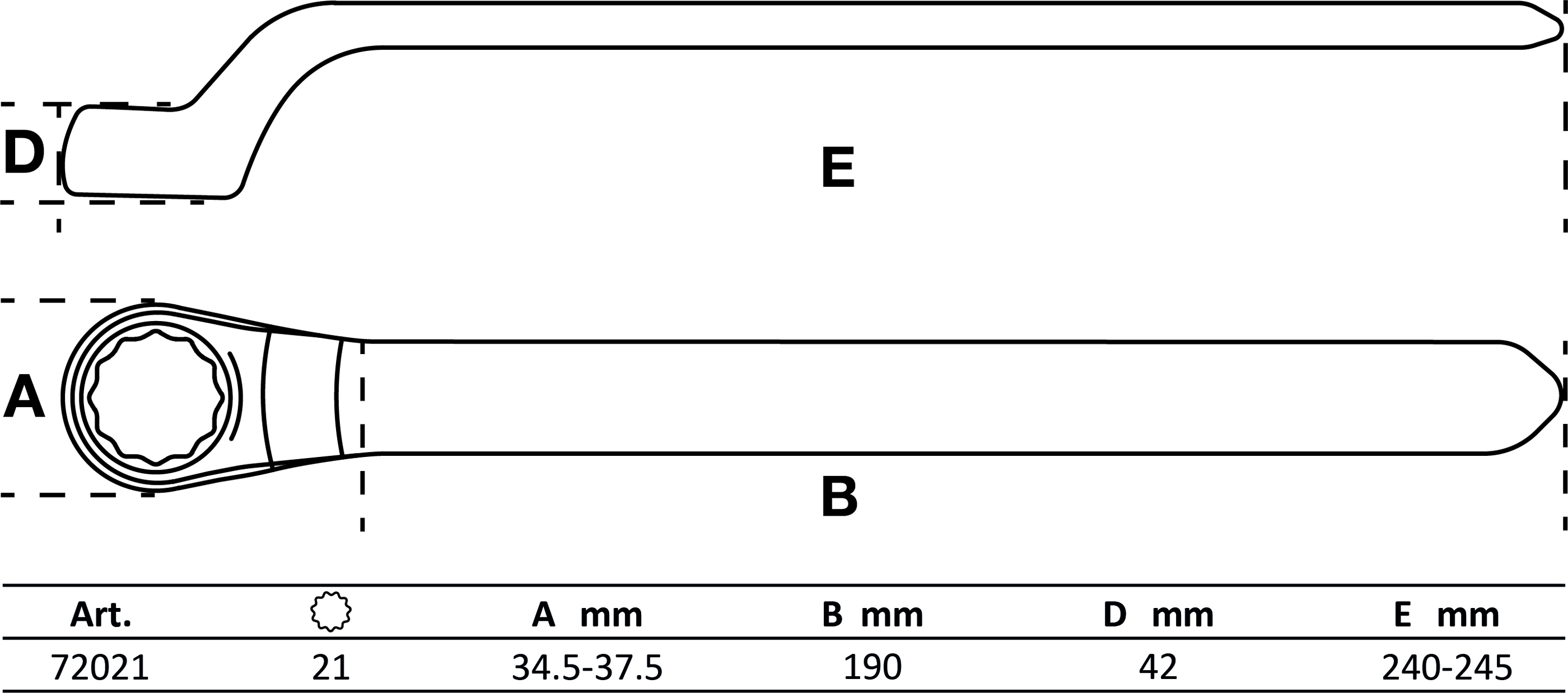 VDE-Einringschlüssel | tief gekröpft | SW 21 mm