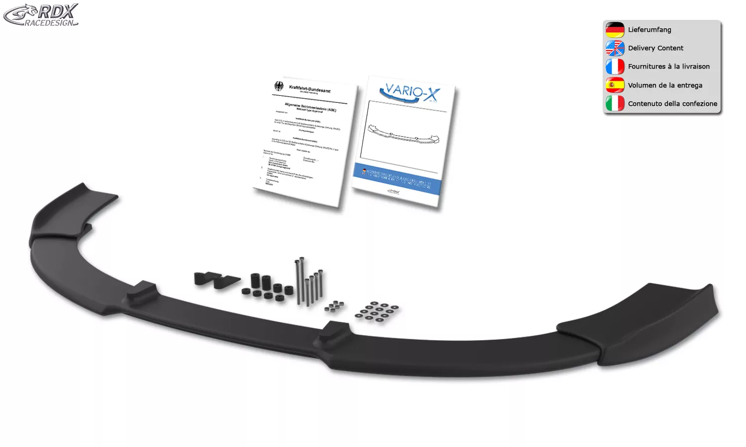 RDX Frontspoiler VARIO-X für RENAULT Laguna 3 Phase 1 Frontlippe Front Ansatz Vorne Spoilerlippe