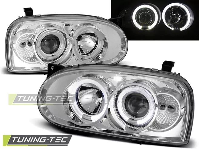 HEADLIGHTS ANGEL EYES CHROME fits VW GOLF 3 09.91-08.97
