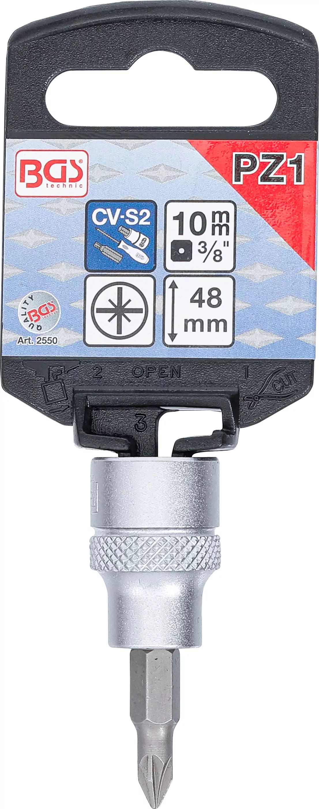 Bit-Einsatz | Antrieb Innenvierkant 10 mm (3/8") | Kreuzschlitz PZ1