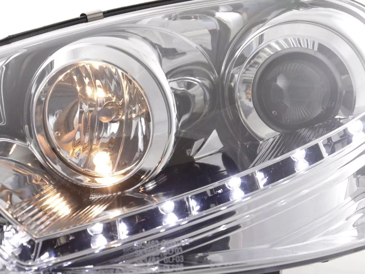 Scheinwerfer Set Daylight LED TFL-Optik VW Golf 5 Typ 1K Bj. 03-08 chrom für Rechtslenker