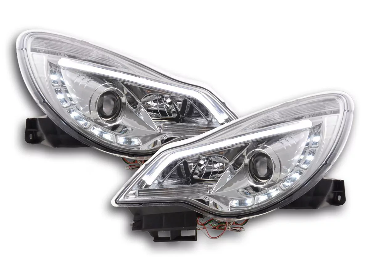 Scheinwerfer Set Daylight LED Tagfahrlicht Opel Corsa D Bj. ab 2011 chrom