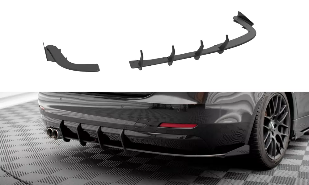 Street Pro Heck Ansatz Flaps Diffusor + Flaps Für BMW 4er Gran Coupe F36 Schwarz Hochglanz