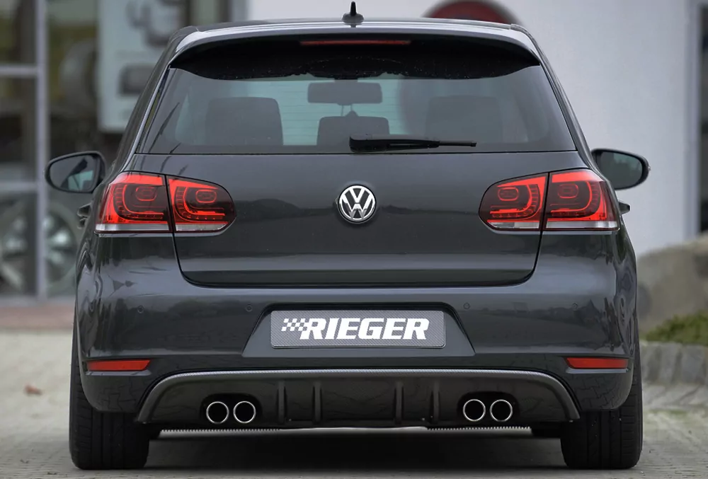 Rieger Heckeinsatz mit 2 Doppelfinnen glanz schwarz für VW Golf 6 Cabrio 10.08-