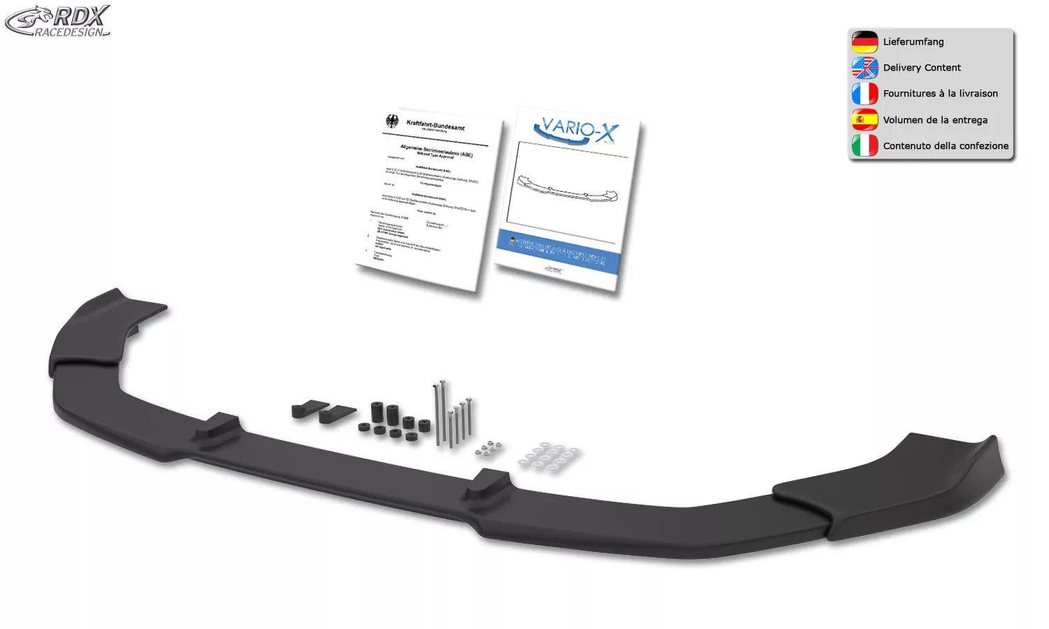 RDX Frontspoiler VARIO-X für SEAT Leon (KL) 2020+ Frontlippe Front Ansatz Vorne Spoilerlippe