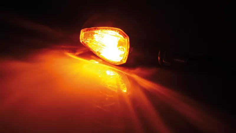 SHIN YO Peak Mini Blinker Schwarz/Orange Kurzer Stiel, E-Geprüft (Paar)