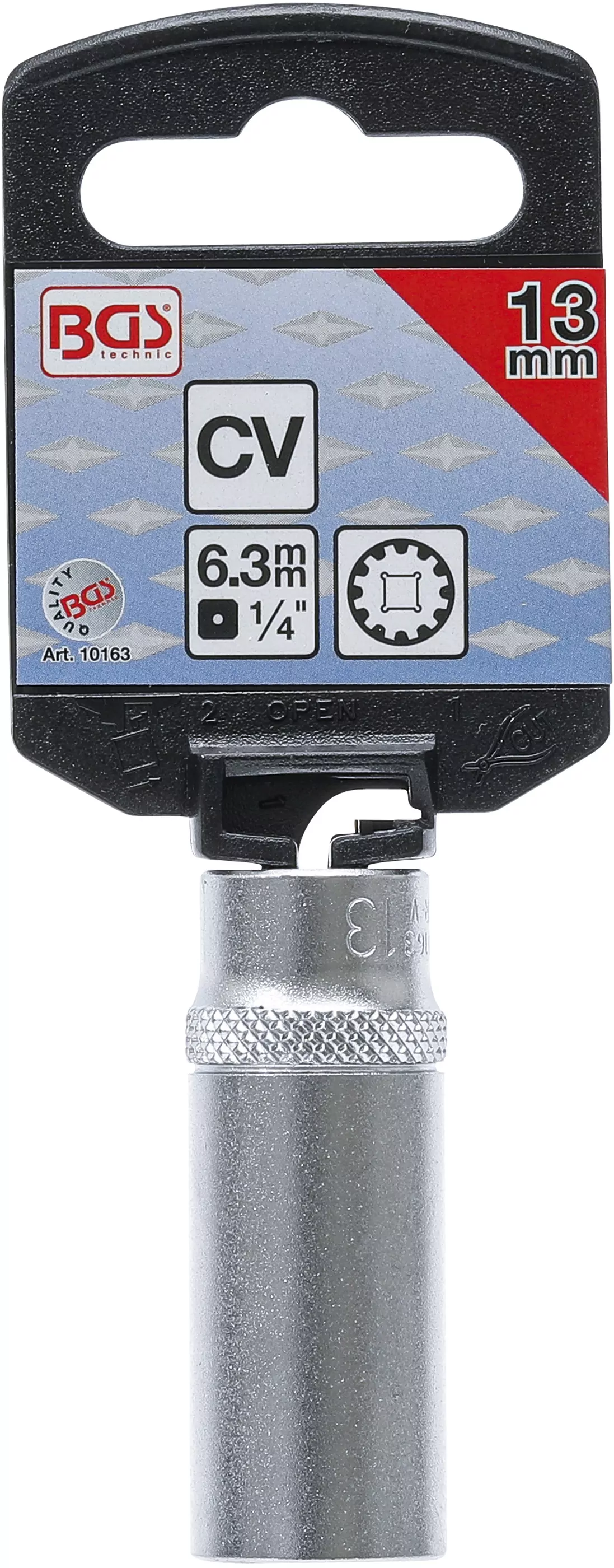 Steckschlüssel-Einsatz Gear Lock, tief | Antrieb Innenvierkant 6,3 mm (1/4") | SW 13 mm