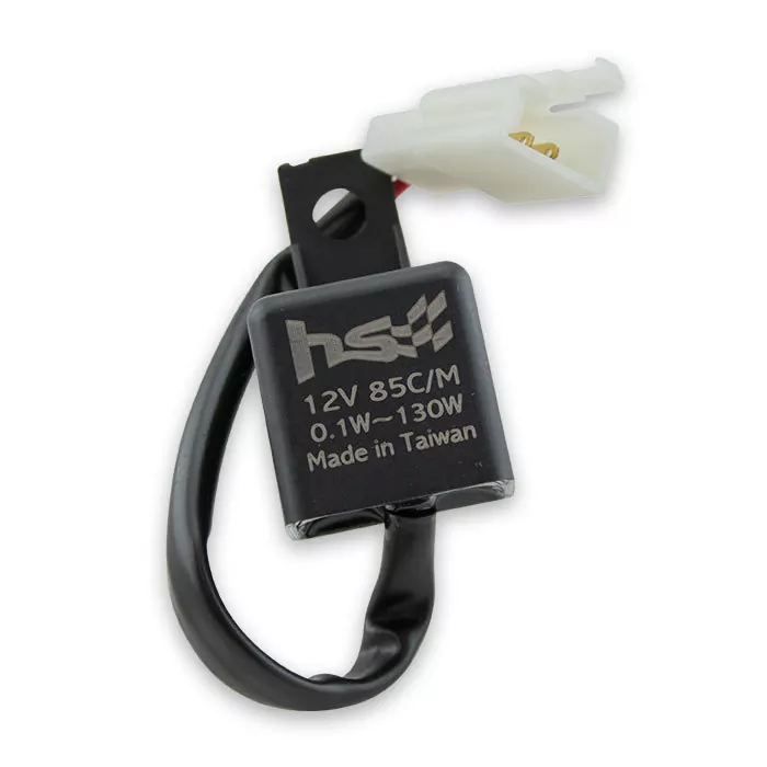 LED Blinkrelais 2-Polig | 12V | 1-130W | Logo DU/HO/KA/TR/YA/KTM | 3er Stecker weiblich 2 Pins