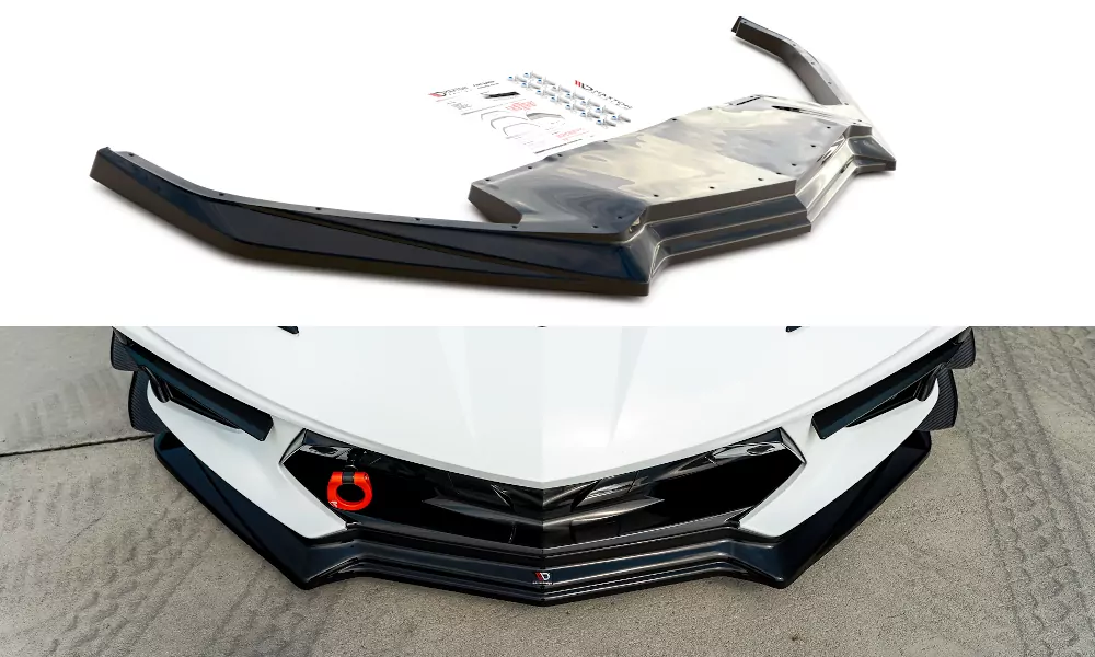 Front Ansatz Für Chevrolet Corvette C8 Schwarz Hochglanz