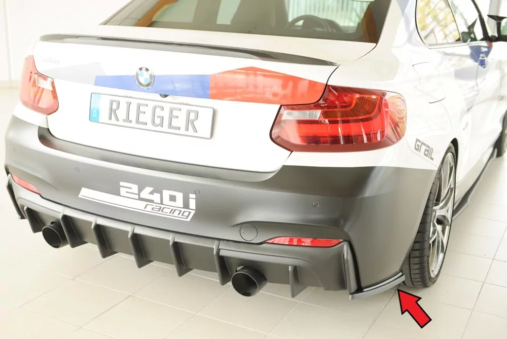 Rieger Heckschürzenansatz seitlich rechts matt schwarz für BMW 2er F23  (1C) Cabrio 07.17- (ab Facelift) LCI